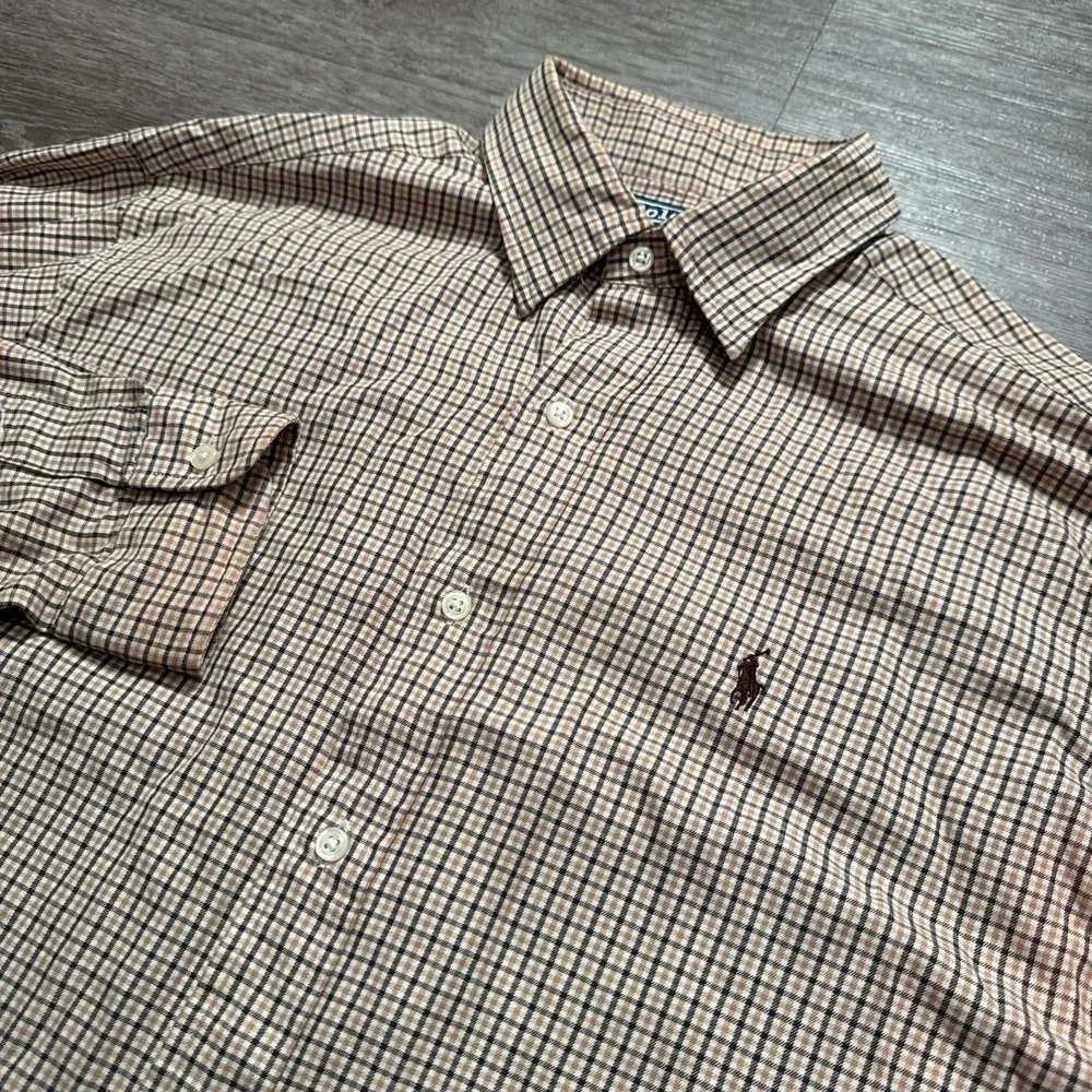Vintage Polo Ralph Lauren Shirt Mens Medium Plaid Lowell‎ Sport 2-PLY 90s Y2K